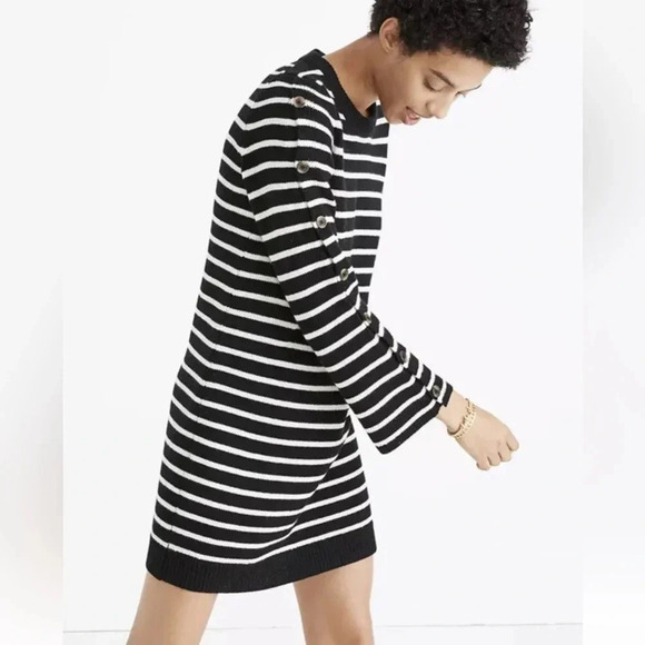 Madewell wool button sleeve dress small oversized sweater dress - Picture 3 of 7